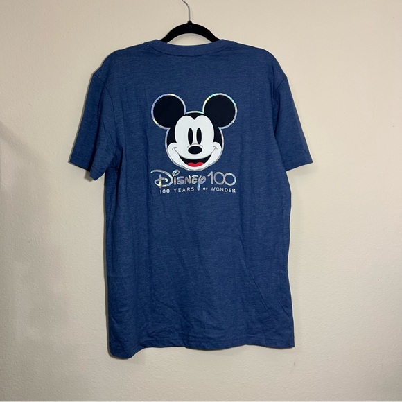 NWT Disney 100 Years of Wonder Holographic Blue Tee Shirt Top Size M - Picture 3 of 7